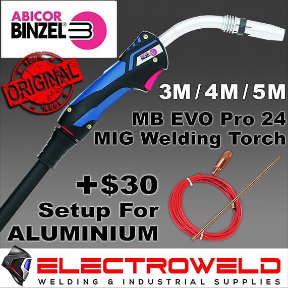 Image presents Binzel Mb Evo Pro 24 Mig Welding Torch - Aluminium Set Up air Cooled Mb24 Gun 2