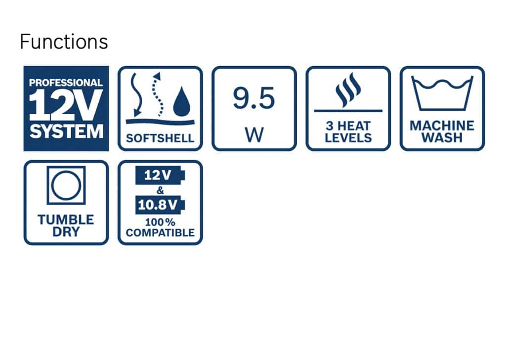 Image presents Bosch 12V 18V Heated Jacket With Battery And Charger, Electric Usb Coat (New 2022 Model) - GHJ 12+18V XA 9