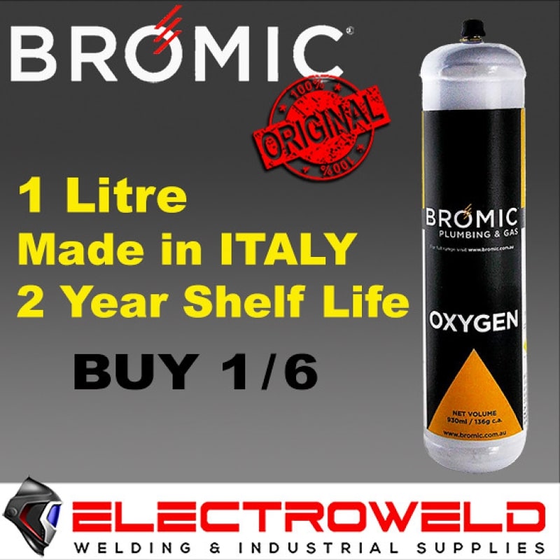 Image presents Bromic 1 Litre Oxygen Gas Bottle Cylinder, Welding Disposable - 1811320