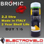 Image presents Bromic 2.2l Oxygen Oxy Gas Bottle Cylinder Welding Disposable 1811322