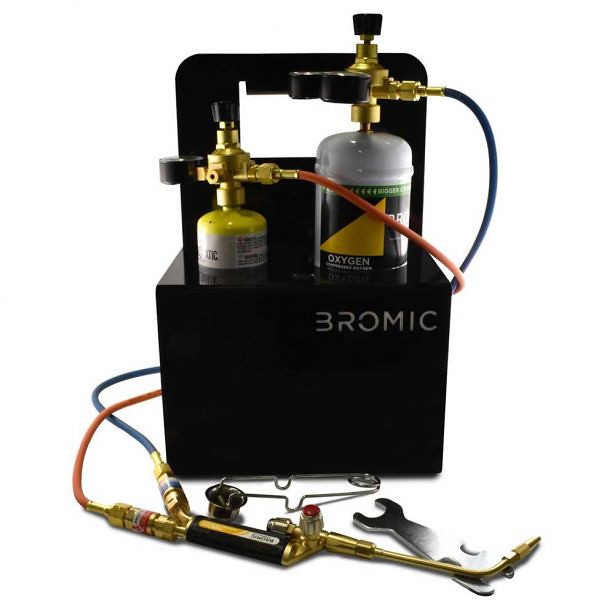 Image presents Bromic Pro Oxyset Brazing Soldering Mobile Kit 2.2l Oxygen + Map-pro Gas 1811162 - 2