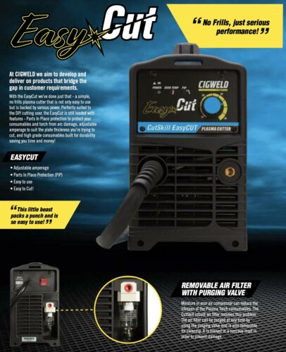 Image presents Cigweld Cutskill Easycut 30a Power Pack - Plasma Cutter 11601ec, Helmet, Gloves, Torch, Tips - Ppeasya21 6