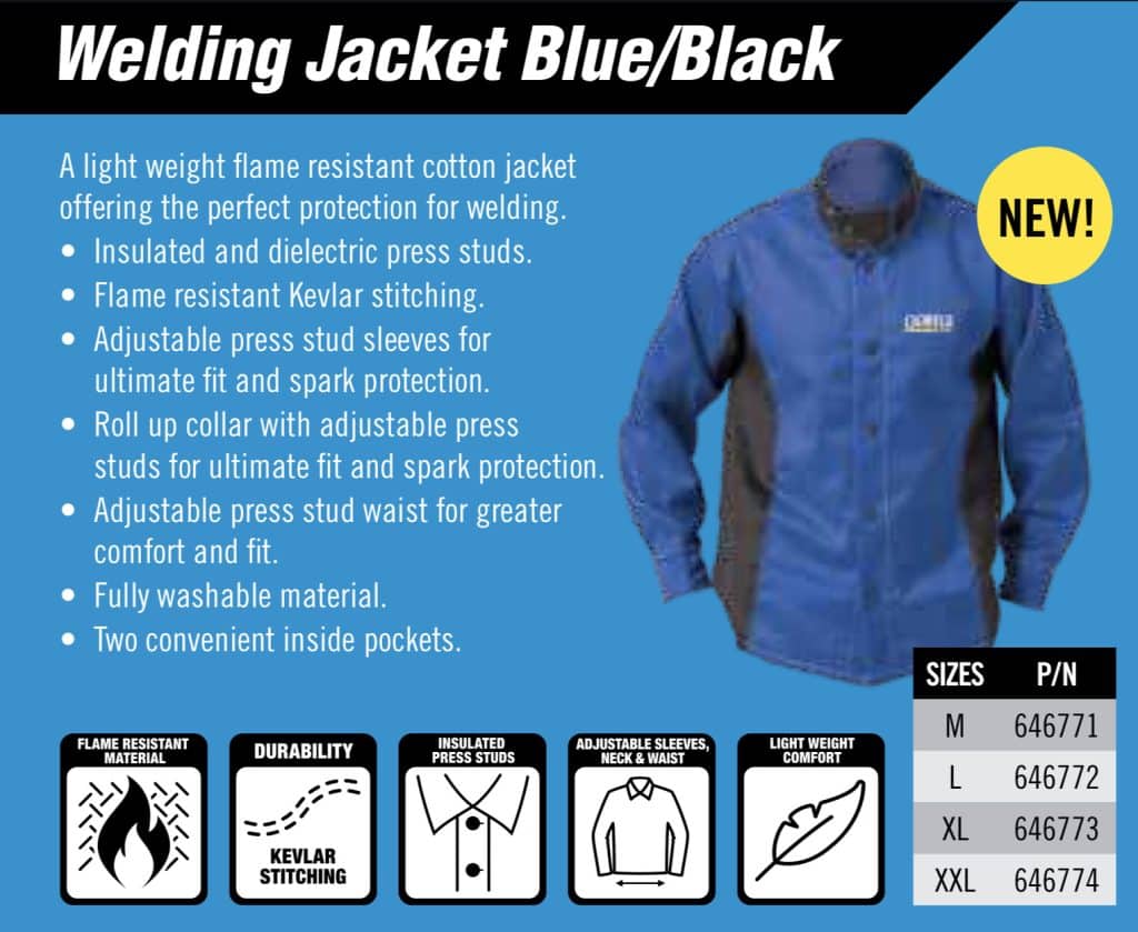 Cigweld Proban Welding Jacket, Blue - L, XL, XXL - Best Prices Online ...