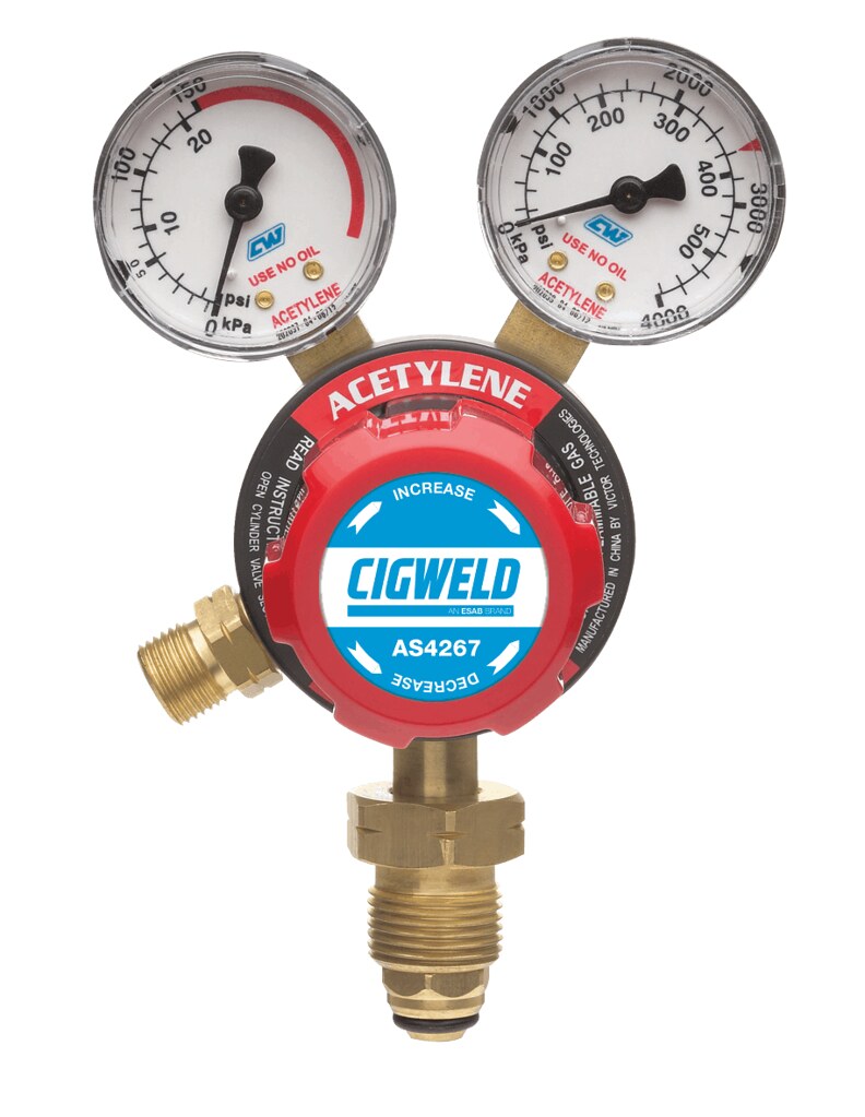 Image presents Cigweld Twin Gauge Acetylene - Acet Gas Regulator, Welding Pressure - 2