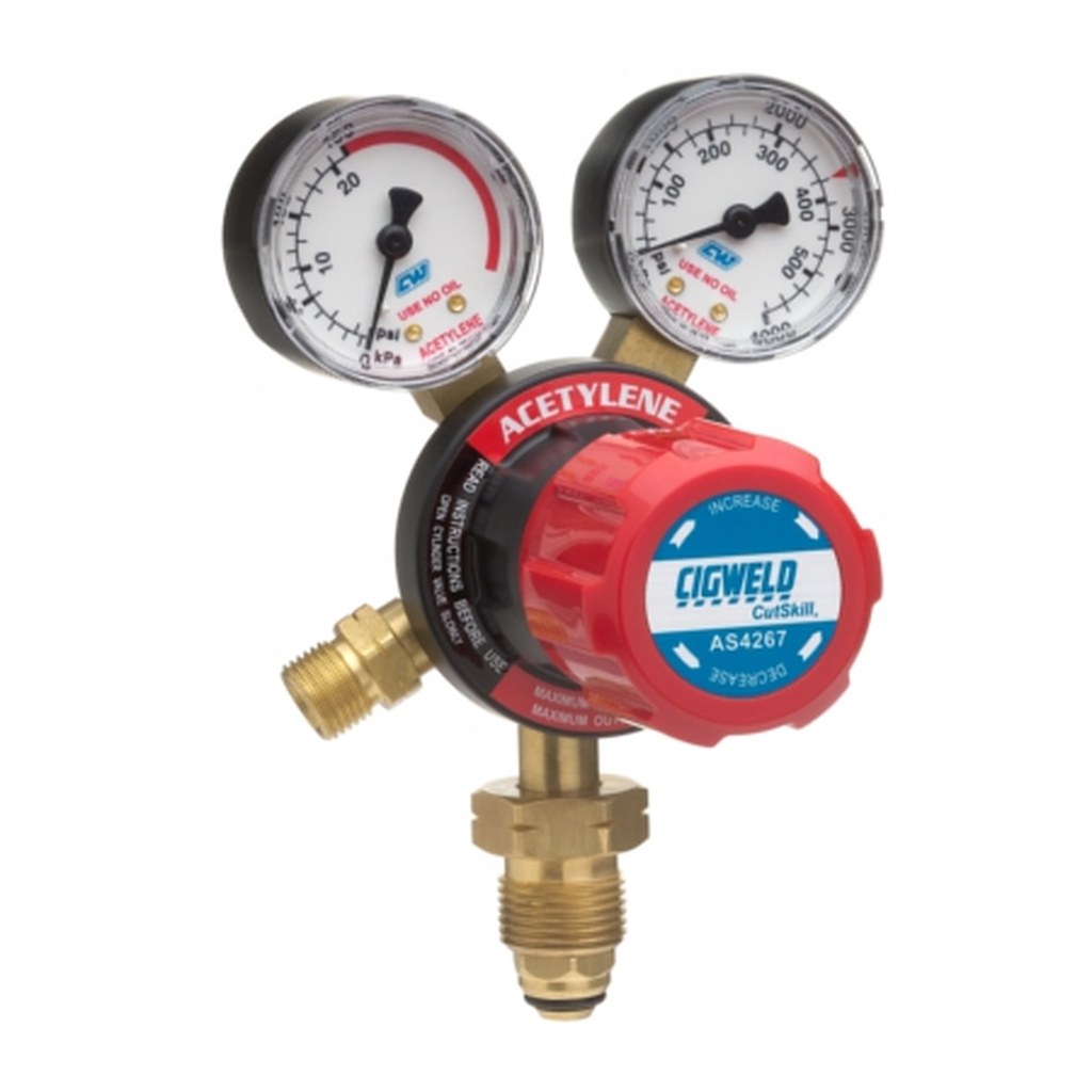 Image presents Cigweld Twin Gauge Acetylene - Acet Gas Regulator, Welding Pressure - 3