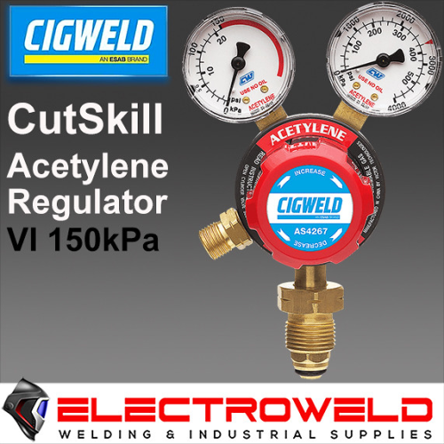 Image presents Cigweld Twin Gauge Acetylene - Acet Gas Regulator, Welding Pressure