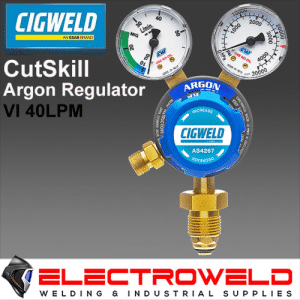 Image presents Cigweld Twin Gauge Argon Gas Regulator / Flowmeter, Welding Pressure