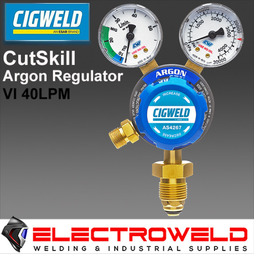 Image presents Cigweld Twin Gauge Argon Gas Regulator / Flowmeter, Welding Pressure