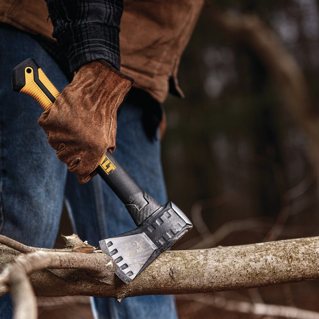 Image presents DEWALT EXOCORE 20OZ HATCHET AXE CARBON FIBER CAMPING GARDENING ROOFING DWHT56031