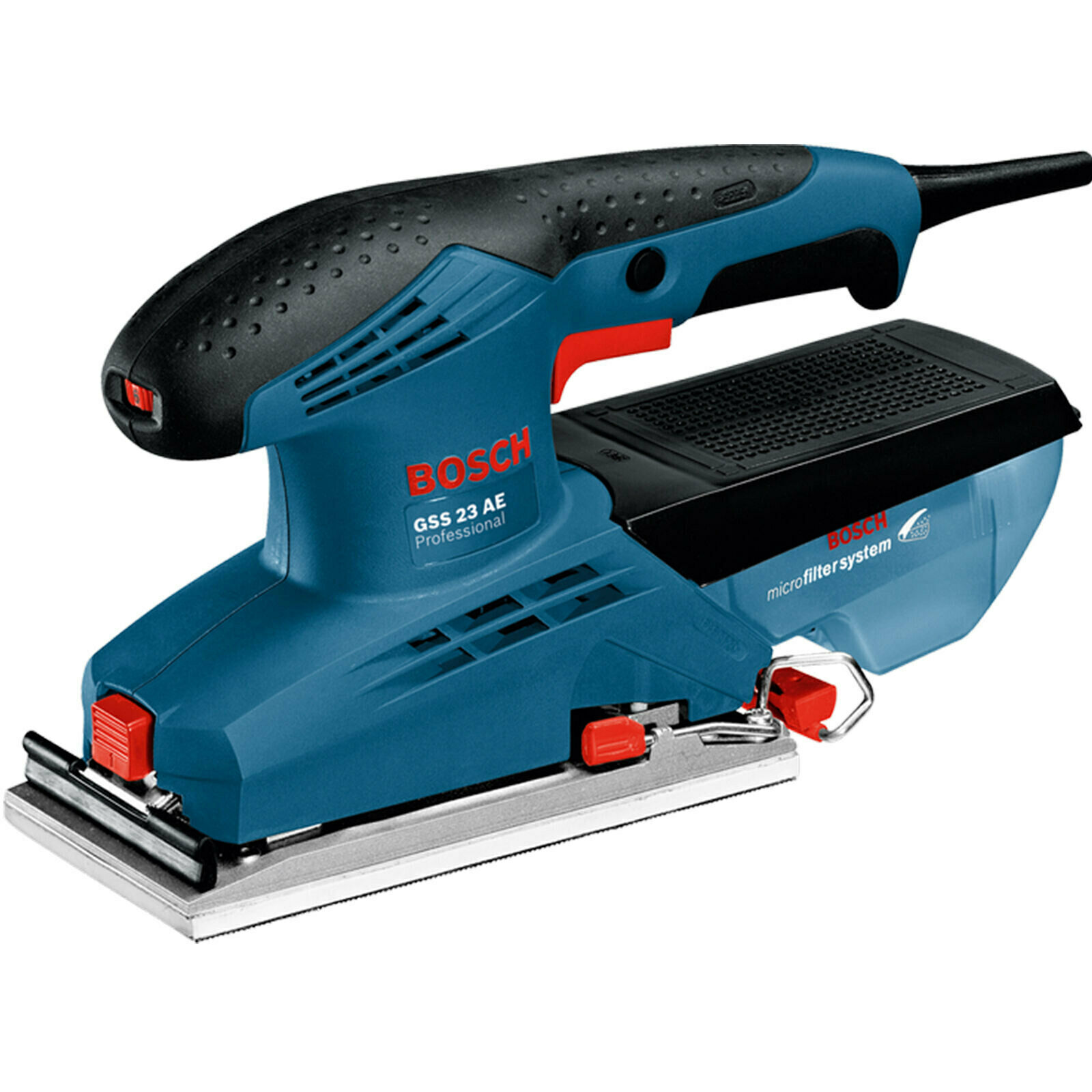 Image presents GENUINE BOSCH ORBITAL SANDER 190W + HOOK LOOP SANDPAPER - GSS 23 AE PROFESSIONAL 6