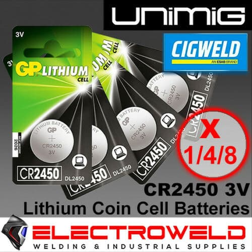 GP CR2450 Battery 3v Lithium Li-ion Coin Cell For Unimig Welding Helmet  RWX6000 / RWX8000 - Best Prices Online - Electroweld