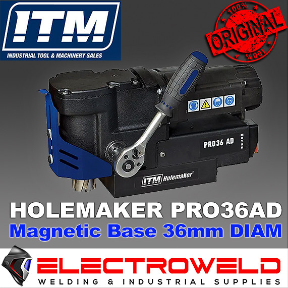 Image presents HOLEMAKER PRO 36 AD MAGNETIC ANGLE BASE DRILL, HOLE BROACH CUTTER - HMPRO36AD