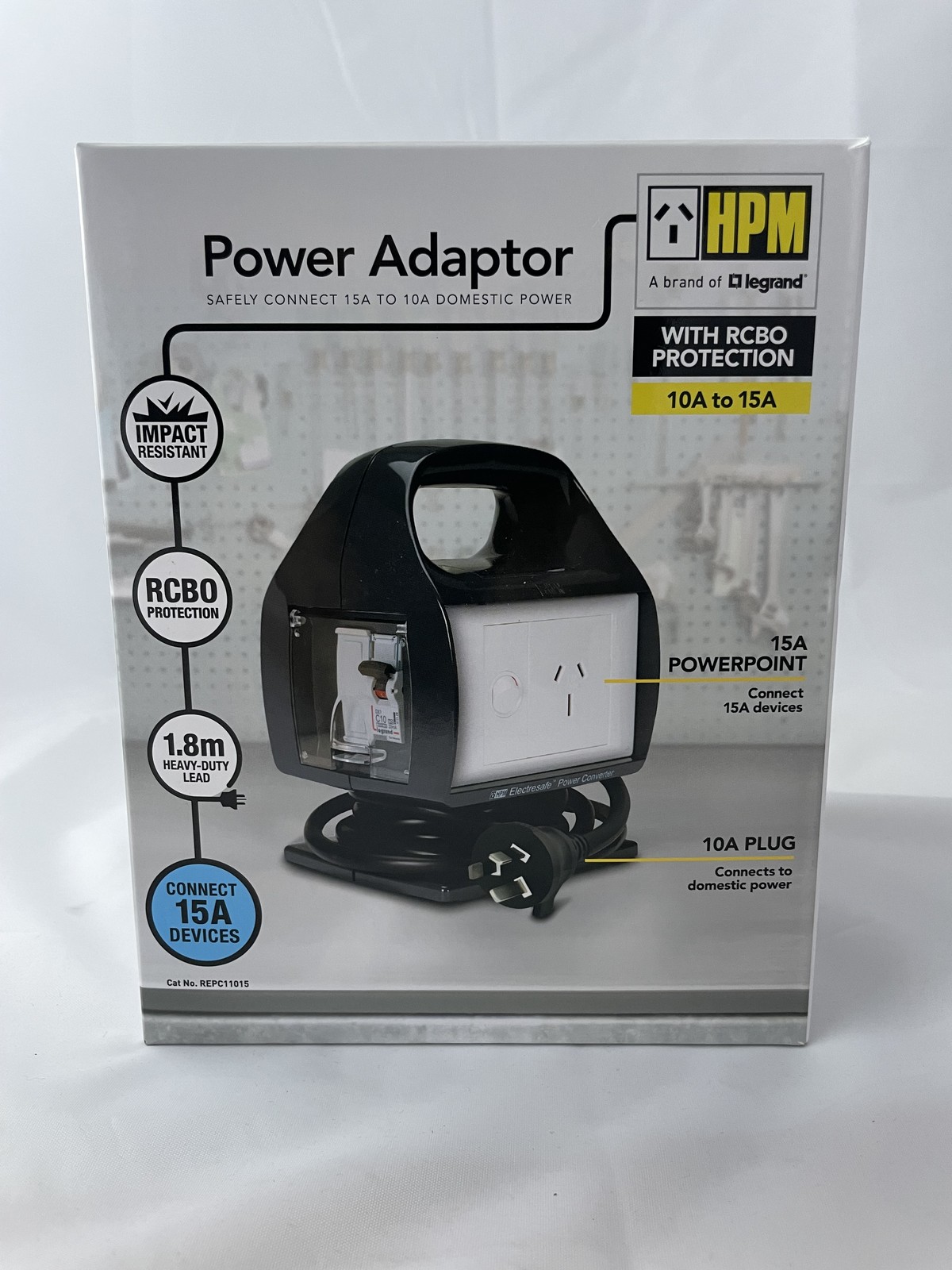 image presents HPM Power Converter 10a to 15a, RCBO Circuit Breaker Powerboard Welder 10 Amp to 15 Amp - REPC11015-7