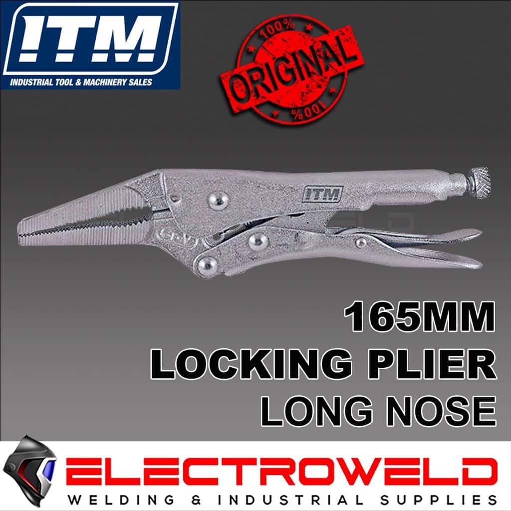 Image presents ITM 165mm Long Nose Pliers, Vice Grip Adjustable Locking, Straight Jaw TM603-401