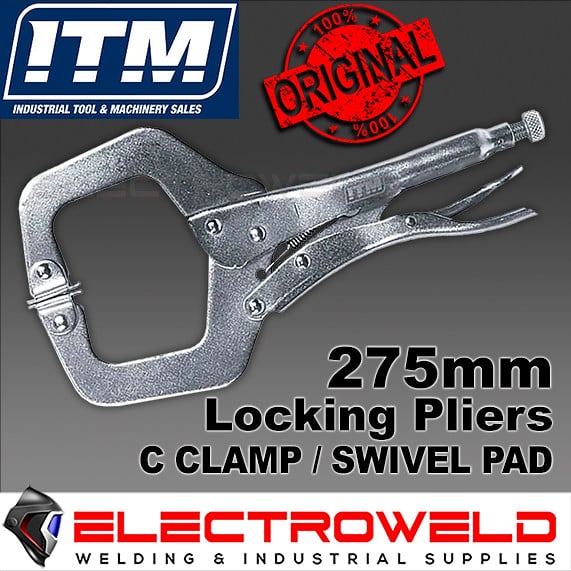 Image presents ITM 275mm 11" C Clamp Locking Pliers With Swivel Pad Vice Grip - Tm603-102