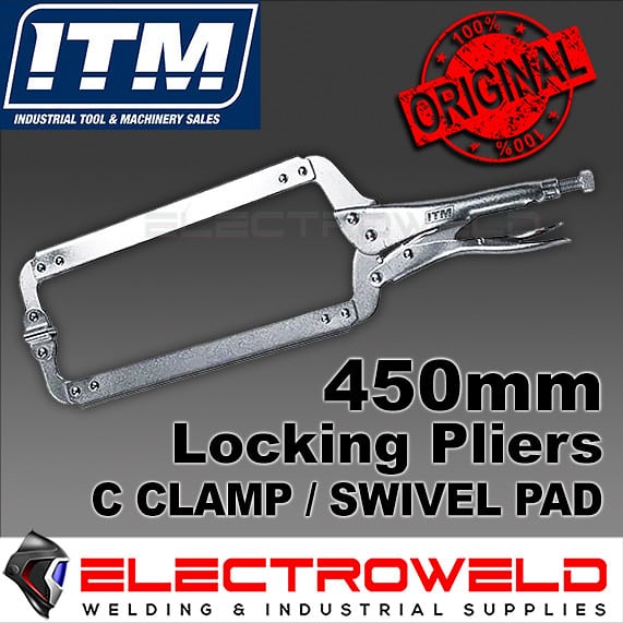 Image presents ITM 450mm 18" C Clamp Locking Pliers With Swivel Pad Vice Grip - TM603-103