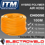 image presents ITM Anti-Kink 100 M Polymer Air Compressor Hose, Unfitted, High Vis – 3-8, 1-2, 3-4