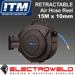 image presents ITM Anti-Kink 15 M Retractable Air Hose, Reel Wall Mounted Compressor Polymer BSP