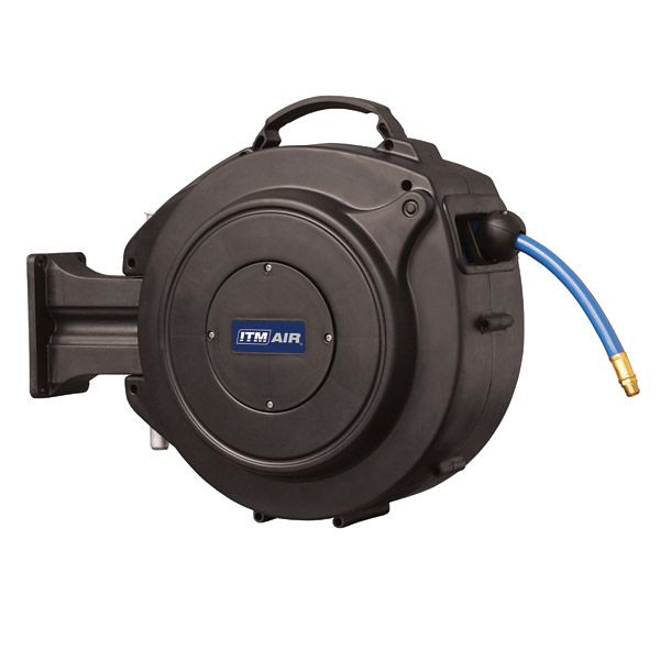 image presents ITM Anti-Kink 15 M Retractable Air Hose, Reel Wall Mounted Compressor Polymer BSP-2