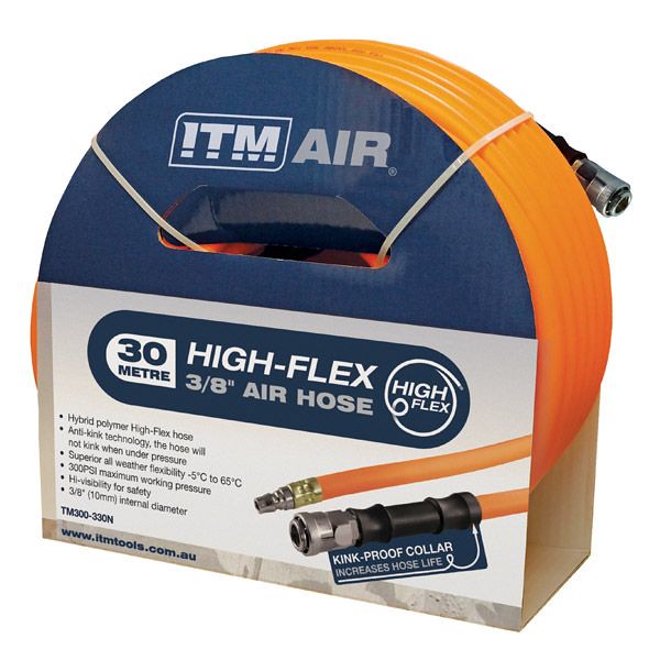 image presents ITM Anti-Kink 15 M or 30 M Polymer Air Hose, High Visibility – Nitto or BSP Fittings-5