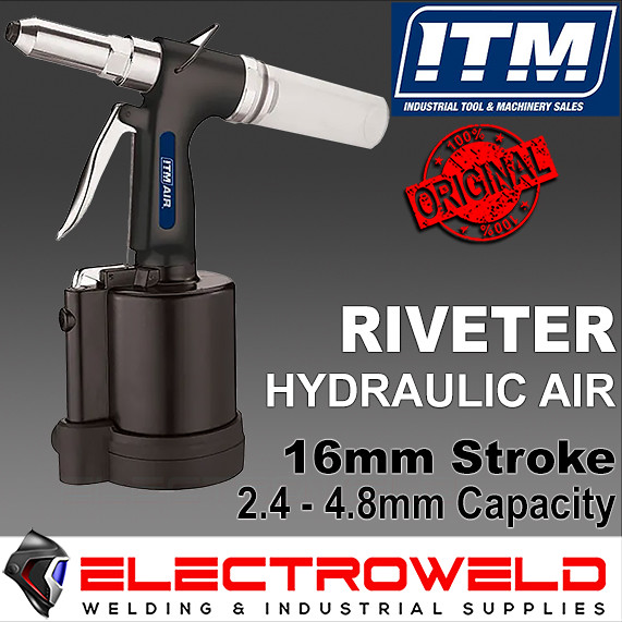 Image presents ITM HYDRAULIC AIR POP RIVET GUN PNEUMATIC RIVETER 2.4MM - 4.8MM STAINLESS STEEL