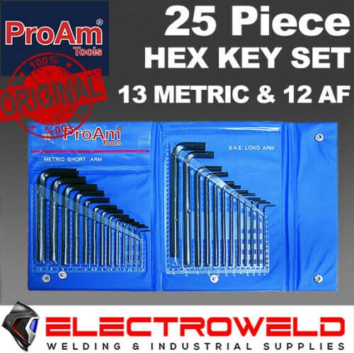 Image presents Kc Tools *proam 25 Pce Hex / Allen Key Set* Metric Long Arm Sae Imperial Wrench