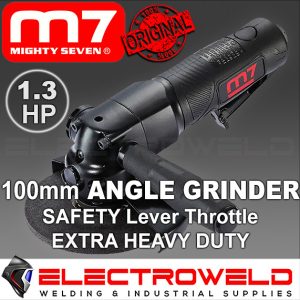 Image presents M7 100MM 4" AIR ANGLE GRINDER, SAFETY THROTTLE PNEUMATIC M10 MIGHTY 7 M7-QB7114M