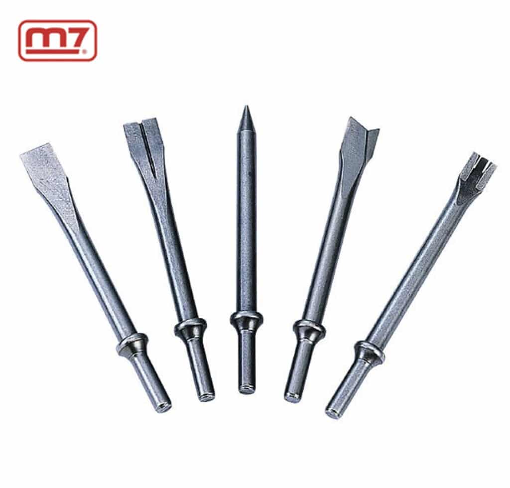 image presents M7 Air Hammer Set M7-SC211C + 5 Chisels Chipping Scraping Round Shank M7-SC0517C-6