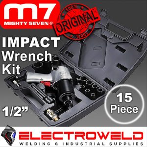 image presents M7 Air Impact Wrench +10 X Socket Drivers 1-2 Drive Pneumatic Mighty 7 M7-NC0425