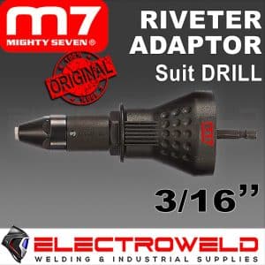 image presents M7 Riveter Adaptor to Suit Drill 3-16 Pop Rivet 1-4 Shank Mighty 7 M7A-PA9048P