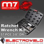 image presents M7 Stubby Air Ratchet Wrench + 57 X Metric Socket Screwdriver Set Impact NE0357