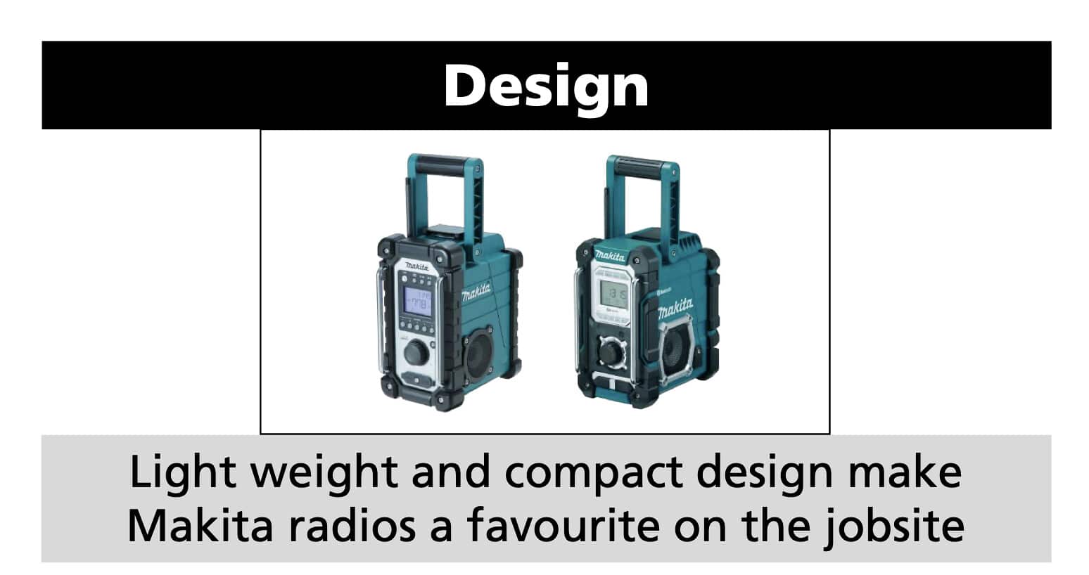 Image presents MAKITA 7.2-18V CORDLESS JOBSITE RADIO SPEAKER, IP64 AC LI-ION, DMR107 *SKIN ONLY