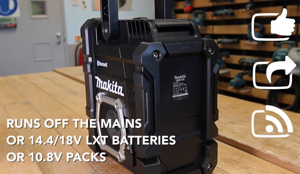 Image presents MAKITA 7.2 18V JOBSITE RADIO CORDLESS BLUETOOTH USB SPEAKER DMR108 SKIN ONLY