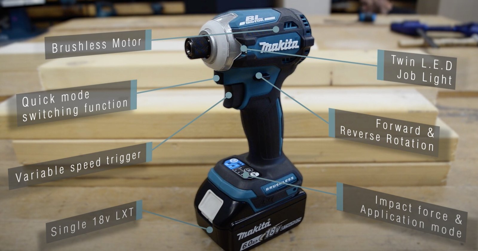 Image presents MAKITA DTD171Z 18V LI-ION CORDLESS BRUSHLESS 4-STAGE IMPACT DRIVER - SKIN ONLY