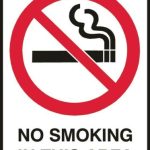 Image presents "NO SMOKING IN THIS AREA" SIGN NOTICE, SAFETY WORK HOME 225 X 300MM BRADY 841089