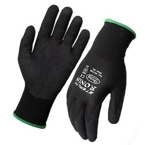 Image presents Stealth Ronin Safety Gloves, Work , Garden , Mechanic, Black-Foam Nitrile - 1