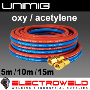 Image presents Uni-mig Ufth5m Uni-flame 5 Metre Twin Gas Welding Hose Set - Oxygen/ Acetylene