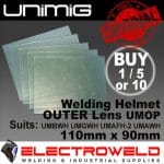 Image presents Unimig 110mm X 90mm Outer Lens For Umbwh/umgwh Welding Helmets - Umop