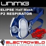 Image presents Unimig Elipse SPR502 Half Face P2 Respirator Dust Reusable Smoke Paint Welding