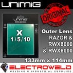 Image presents Unimig Outer Lenses, 133mm X 114mm For Rwx8000, Rwx6000, P1004 Welding Helmet - Umrbop