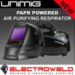 Image presents Unimig Powered Air Purifying Welding Helmet Respirator Mig Tig Papr U21014k