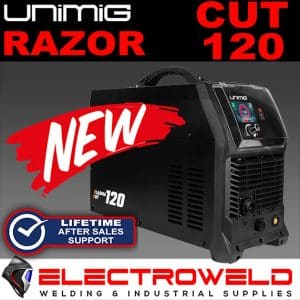 Image presents Unimig Razor Cut 120 Plasma Cutter Inverter, Sc120 Torch Razorcut U14002k