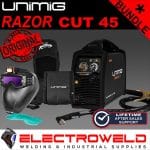 Image presents Unimig Razor Cut 45 Bundle plasma Cutter, Torch, Elite Vision Goggles Kupjrrw45 1