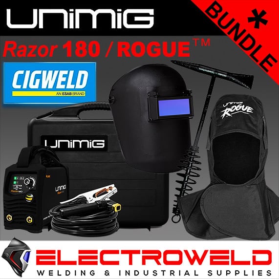 Unimig Razorweld 180a Welding Bundle *welder, Helmet, Hood, Hammer