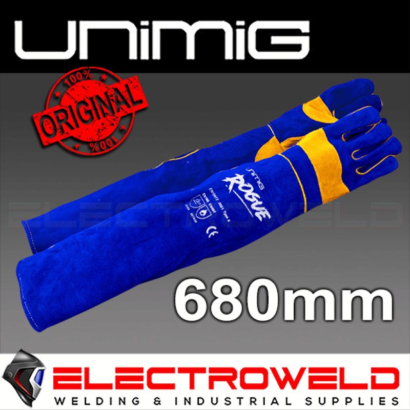 Image presents Unimig Rogue 680mm Long Welding Gloves, Gauntlet Heavy Duty Leather