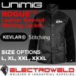 Image presents Unimig Rogue Leather Sleeved Welding Jacket (UMWJ-B-L) - L, XL, XXL, XXXL 1