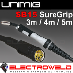 Image presents Unimig Sb15 Suregrip Mig Torch Welding Gun Torch, 3m, 4m, 5m - Umgsb153m