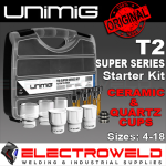 Image presents Unimig T2 T3w TIG Torch Starter Kit Welding Gun Consumables Lens Collets U42006