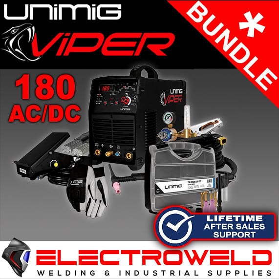 Unimig Viper 180 Acdc Tig *welder, Foot Pedal, T2 Torch Kit, Gloves, 2kg Rods* Best Prices