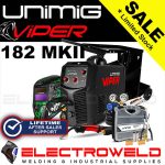 Image presents Unimig Viper 182 Mk Ii Welder, Helmet, Consumables, Trolley Torch Mark 2 Pk11052